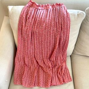Pink midi polka dot skirt